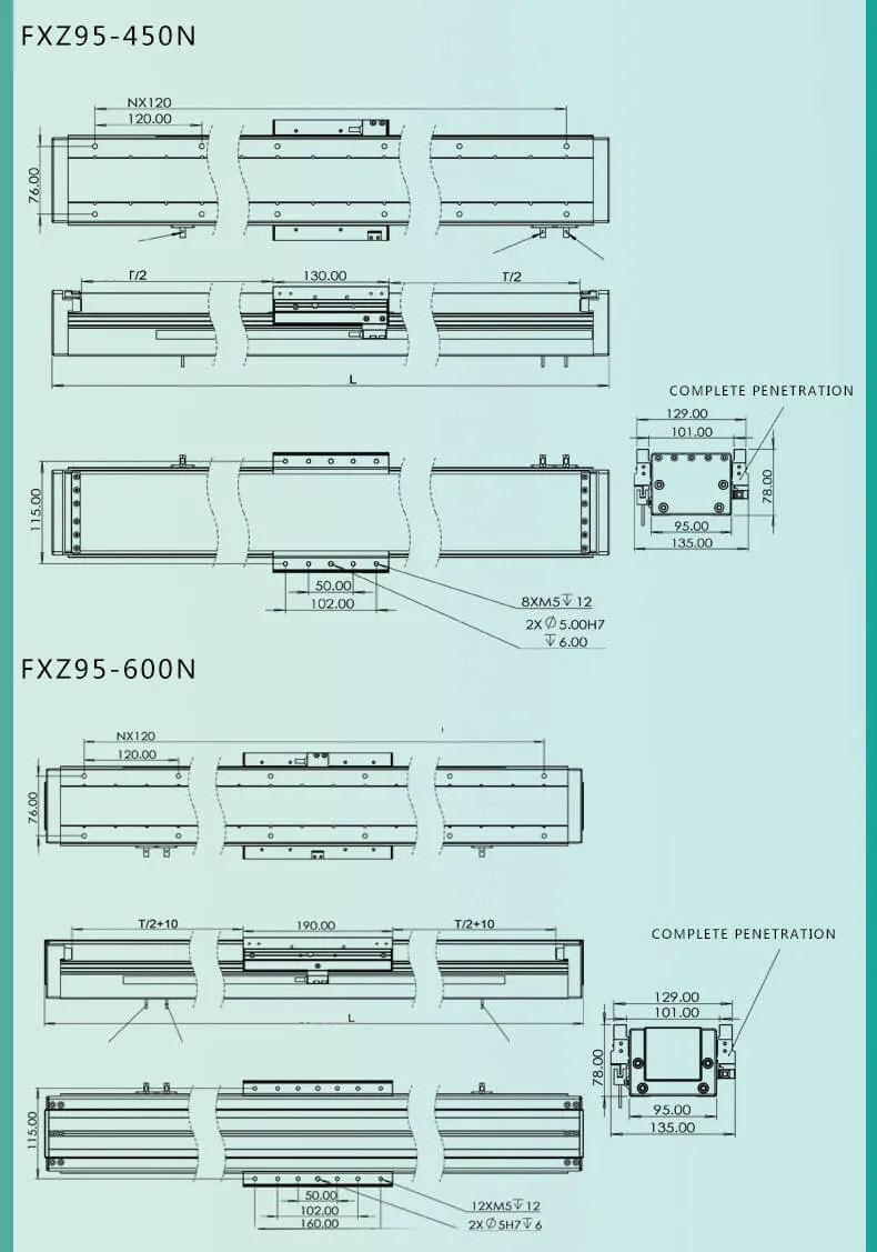 Ironless 3 Phase Direct Drive Rail Guide Linear Module Magnetic U Channel Motor Gantry System