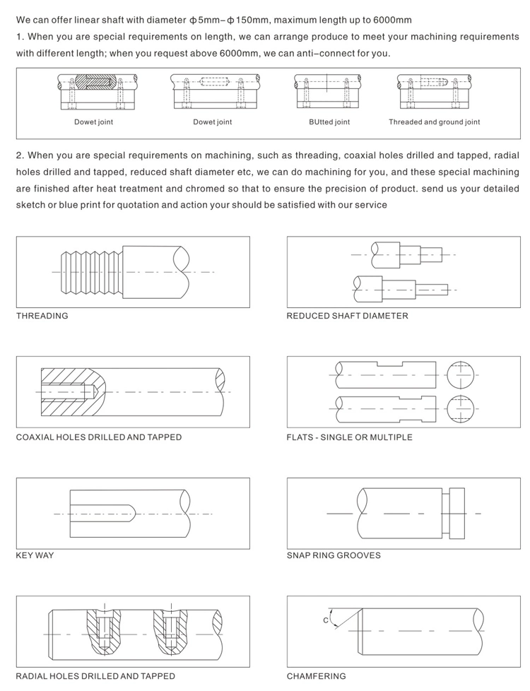 Shac Grinding Soft and Hard Chrome Plated Linear Shaft